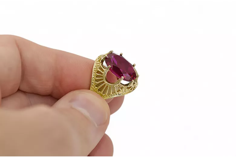 Рубін 14K Жовте золото Каблучка Вінтаж прикраси vrc003y